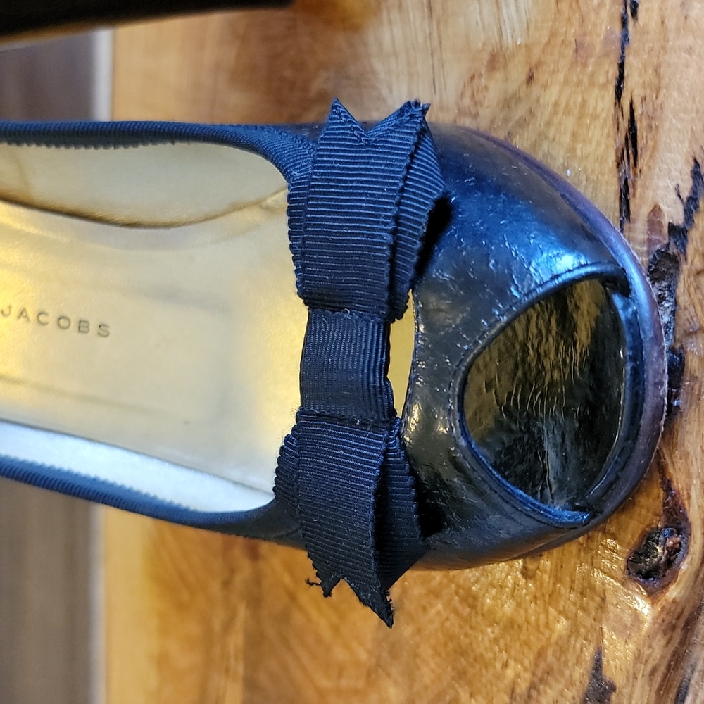 Marc by Marc Jacobs black open toe heels sz 37. Bow detail! - Picture 14 of 16